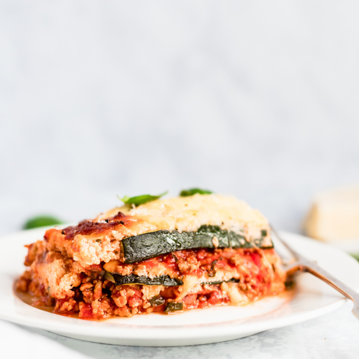 Low Carb Zucchini Lasagna with Spicy Turkey Meat Sauce