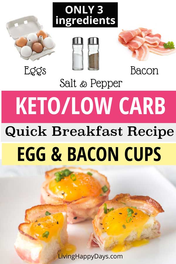 Keto Low Carb Breakfast Recipe - Egg & Bacon Cups